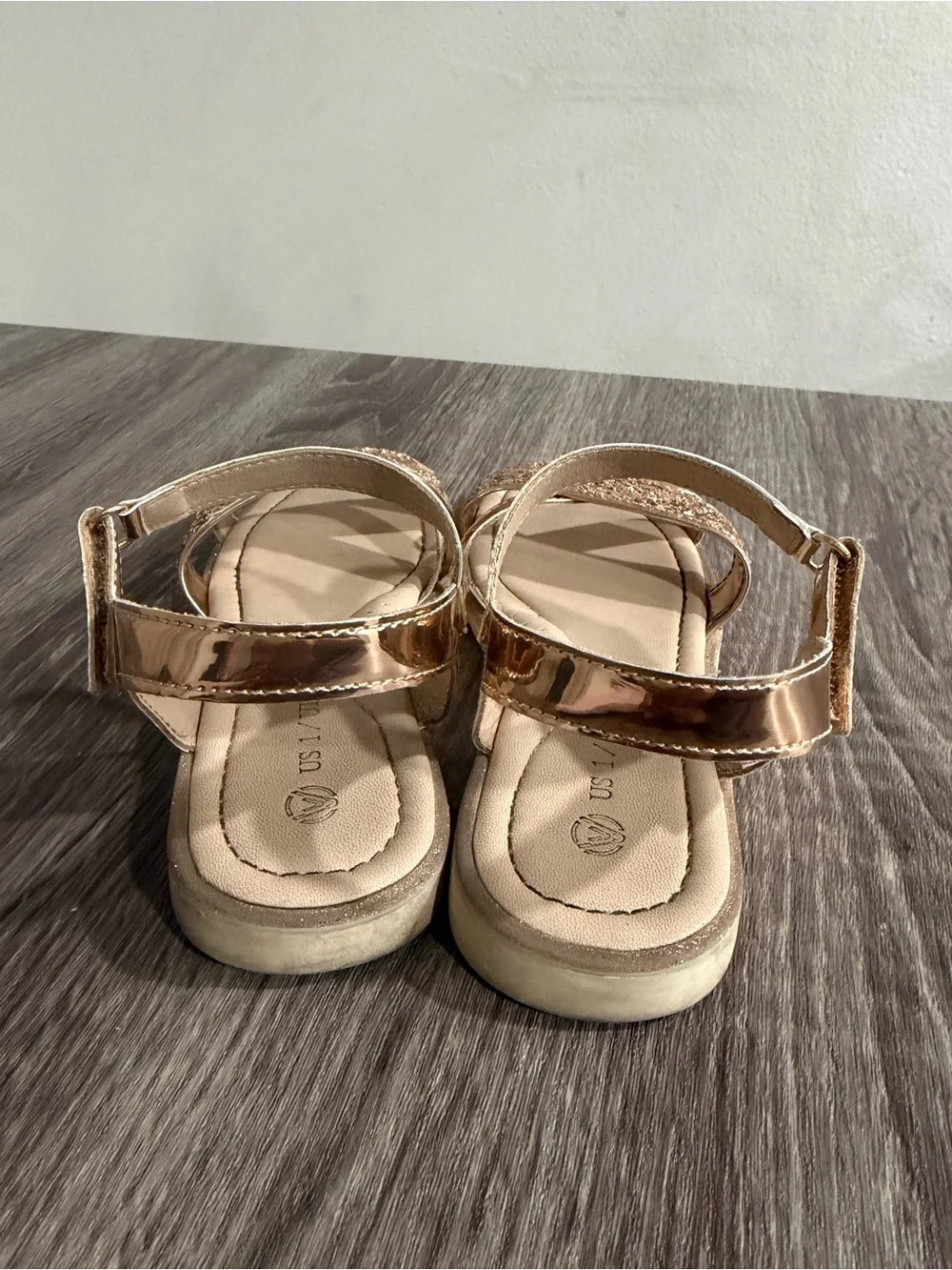 Girls' Glitter Strap Sandals in Rose Gold - Kids Shoes